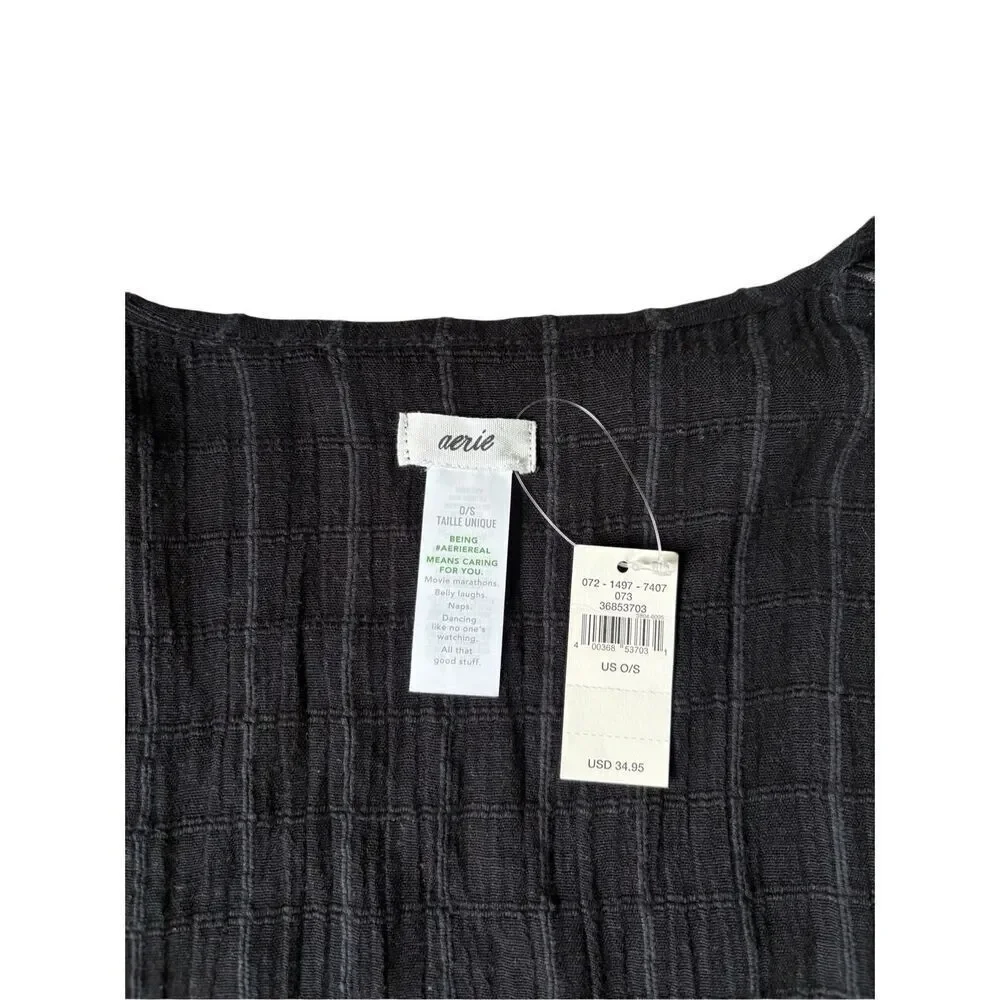 NEW Aerie Textured Cape Swim Cover Up‎ One Size Black Boho
